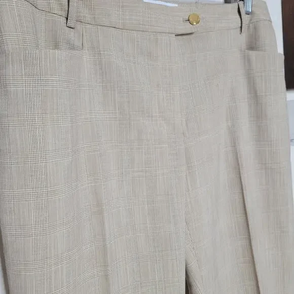 NWT Calvin Klein Suits Modern Fit Beige Plaid High Rise Straight Dress Pants✨️6 - Picture 4 of 13